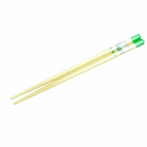 Hashisho Seiwa Hexagonal Intelligent Chopsticks, Popo and Mimi Design for Children (13cm, Green, for 2-Year-Olds)