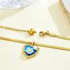 Little Mermaid Heart Pendant Necklace with Hand-Painted Flowers - Versatile Women's Fashion Accessory