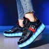 Children's runaway shoes Four-wheel LED light luminous shoes Shrinkable runaway shoes Sports student pulley shoes yo