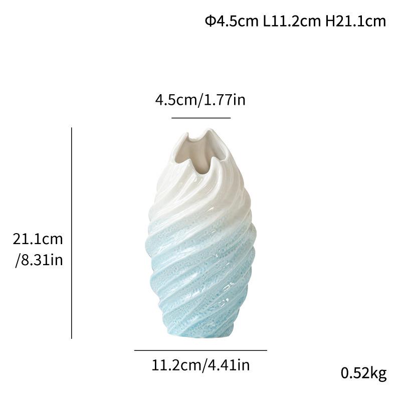 Glossy Whelk Shell European Ceramic Vase - Elegant Light Luxury Home Decor Ornament