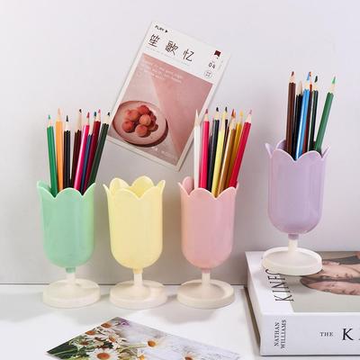 Plastikowy uchwyt na długopisy Tulip Girl Small Makeup Box School Paper Supplies Organizer Desktop Decoration
