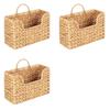 Wall-Mounted Magazine Rack, Handwoven Rattan Storage Basket Set of 3 for Home Organisation