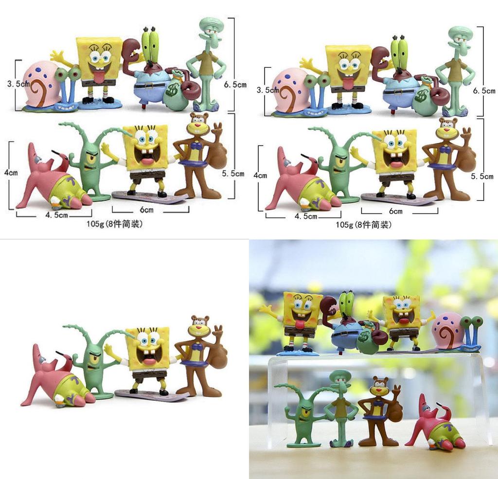 Spongebob Squarepants Patrick Star Squidward Pvc Figure Toy Set For Children 8pcs/lot