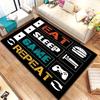 Gaming Esports Carpet Black Controller Pixel Design Non-Slip Floor Mat for Kids Playroom Bedroom Gaming Room Home Decoration