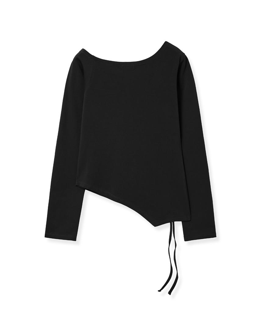 Lougeu Shirred Off-Shoulder Long Sleeve_Black