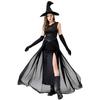Halloween Dark Witch Long Dress Vampire Reaper Magician Black Sexy Dress Set
