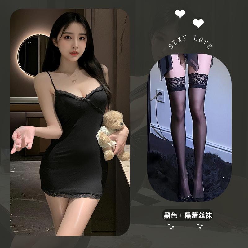 Pure Desire Hottie Lace Nightdress Sexy Lingerie Sexy Deep V Bare Chest Hip Uniform Pajamas Sexy Suit