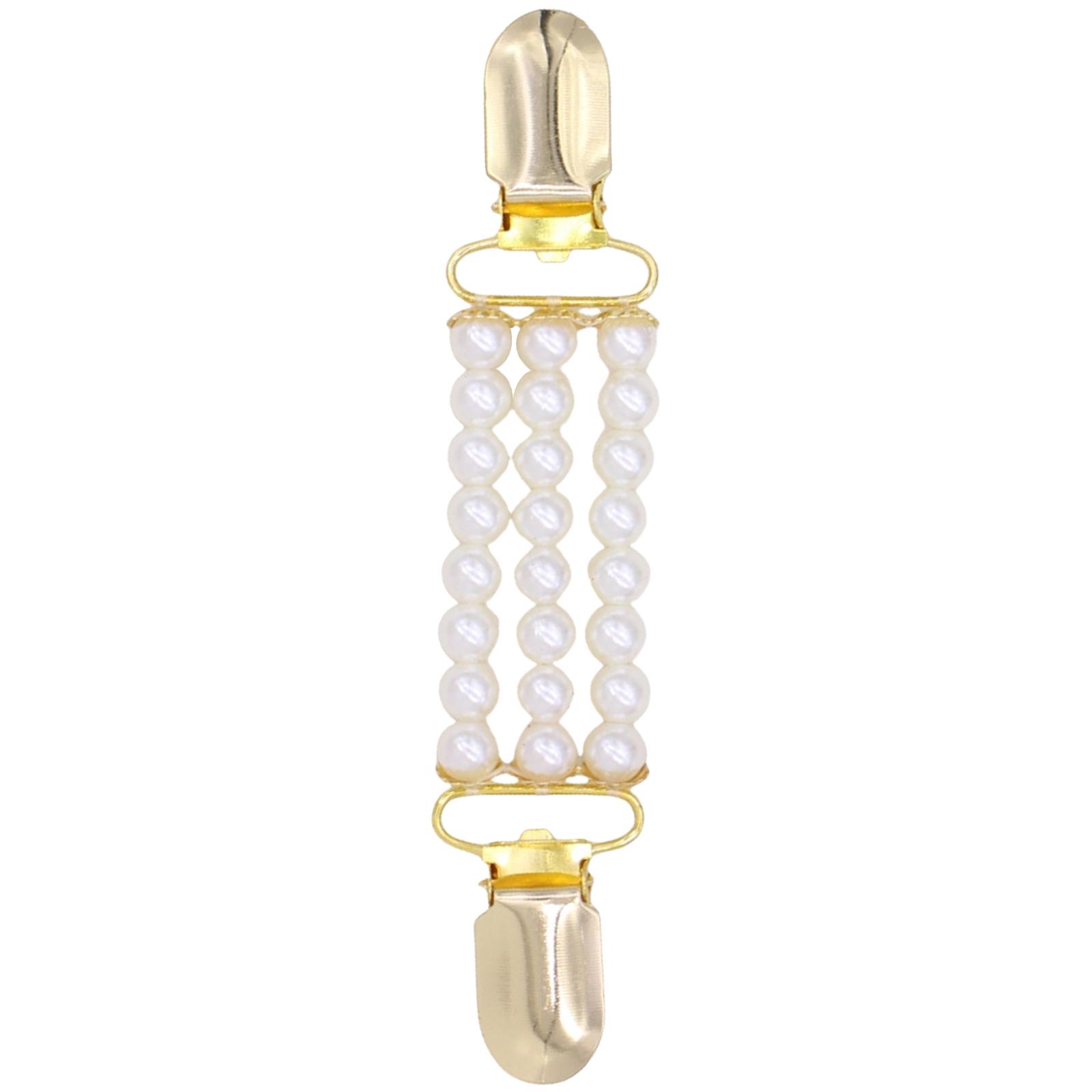 

Fashion Pearl Fixed Strap Charm Safety Pin Brooch Beaded Cardigan Clip Suitable for Enhancing Style and Security білий