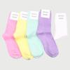 SET005-Cotton Candy Pastel Ribbed Plain Basic Women's Socks 4-Piece Set