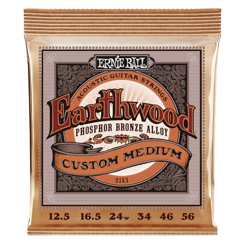 [Genuine Product] ERNIE BALL 2143 Acoustic Guitar Strings (12.5-56) EARTHWOOD PHOSPHOR BRONZE CUSTOM MEDIUM Phosphor Bronze