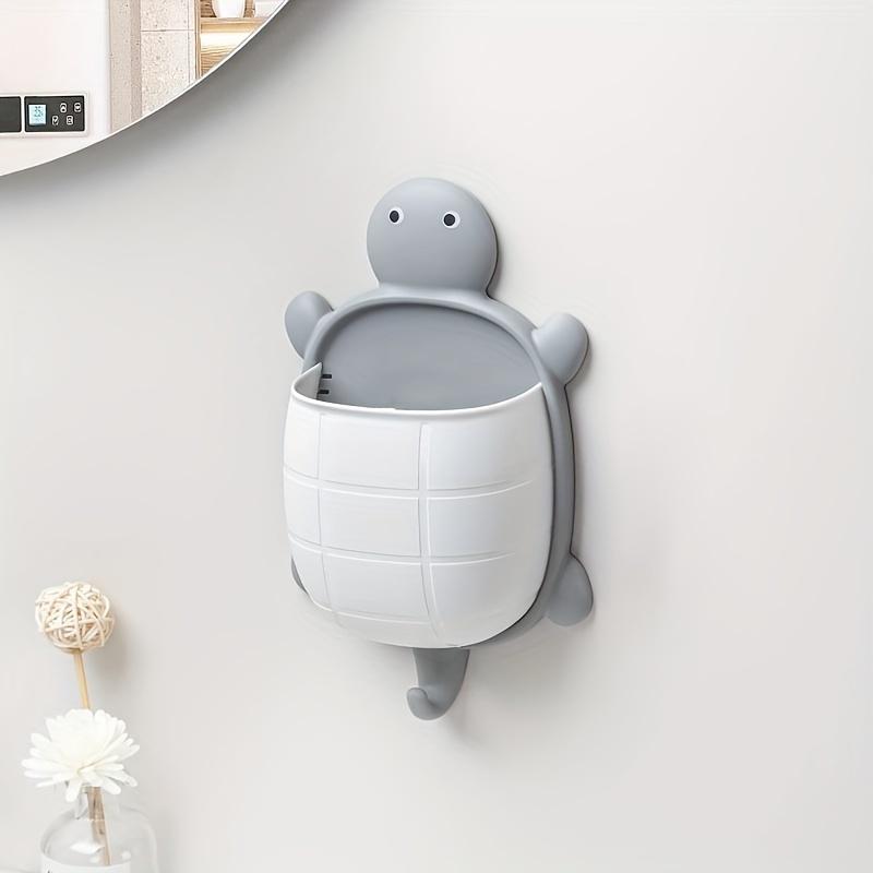 Cute Hanging Bathroom Storage Basket With Hook Punch Free Wall Mounted Plastic Box Durable Storage Container