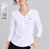 White Women's Clothing Spring and Autumn New Design Sense Irregular Curved Hem Button Long Sleeve Women
