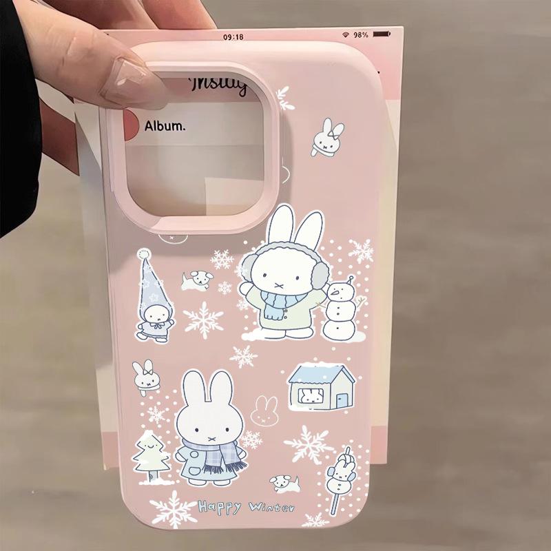 Winter Miffy Rabbit Shell for iPhone: Fits 17 Pro Max, 16, 15 Pro, 14 Plus/13 - Cute and Stylish Design