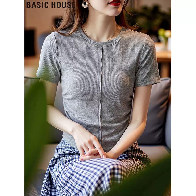 Basic House Women s Ice Silk Short Sleeve T-Shirt M светло-серый