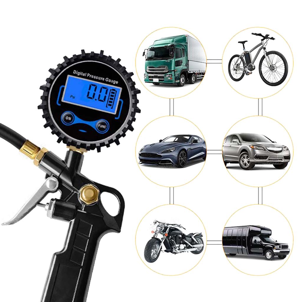 Tire Pressure Gauge, 200PSI Backlight Digital LCD Display Tire Gauges for Tire Pressure,Air Pressure Gauge for Car Bike