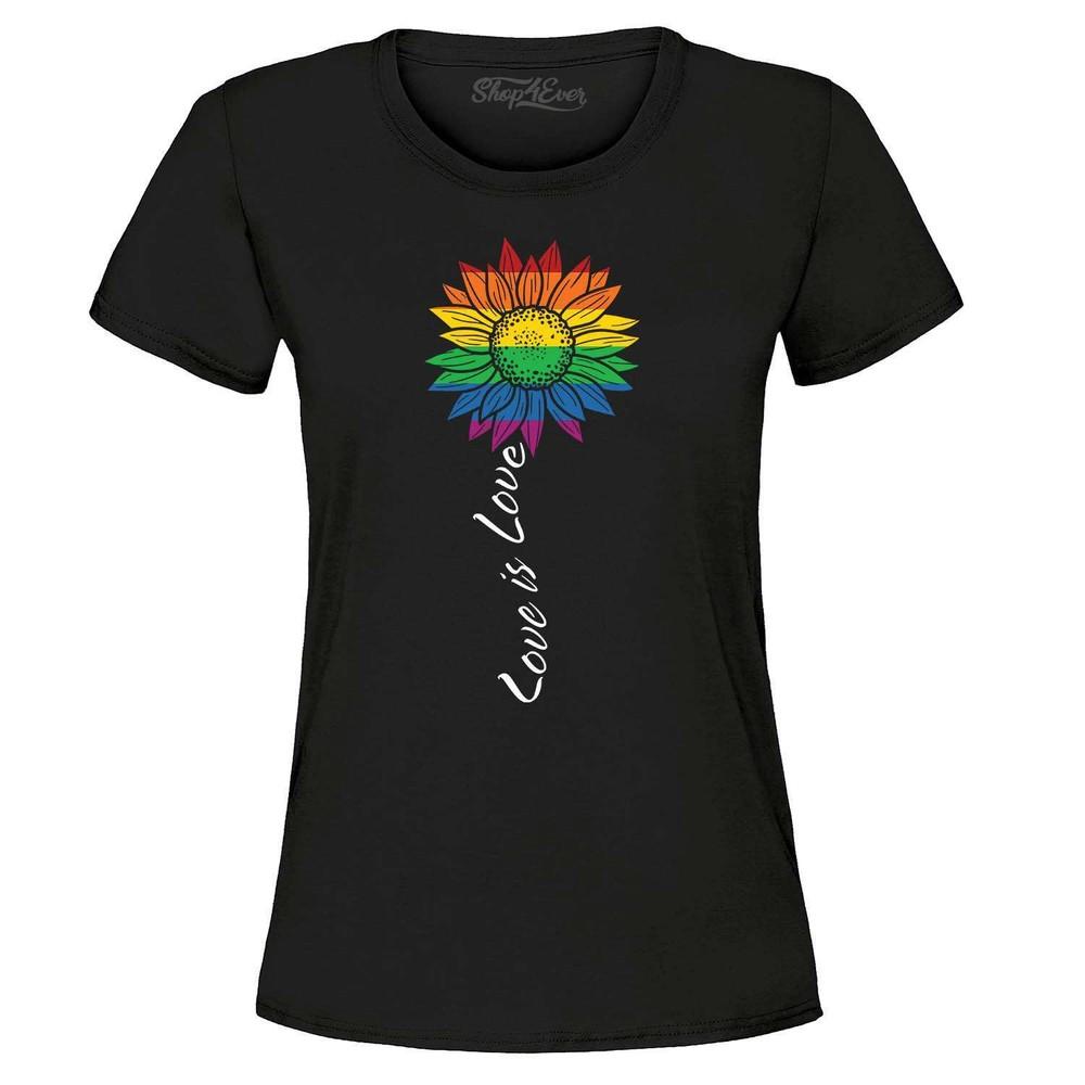 Love Is Love Rainbow Flower Gay LGBTQ Pride Women's T-Shirt Pride Shirts
