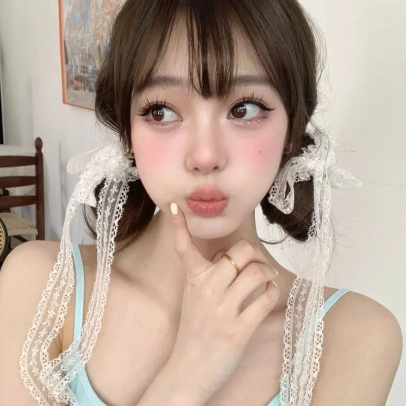 Summer Sweet Cute White Lace Ribbon Bow Hair Clip for Women Girls Hairpins Long Ribbon Barrettes Fashion Headwear Accessories