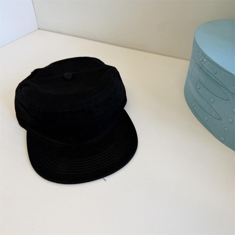 Solid color simple new old money wind flat top hat duck bill hat retro wide brim letter flat brim baseball cap cap