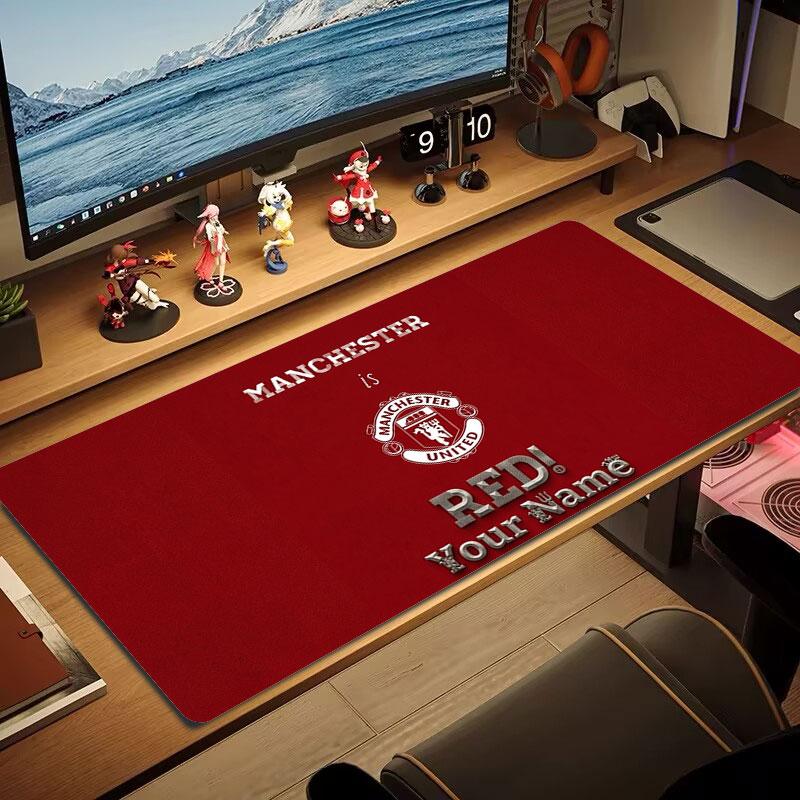 Manchester United F Custom Name Large Size Mouse Pad Large Gaming Table Cushion Non-slip Laptop Tablet Big Mousepad XXL Mat Mini PC Playmat With Lock
