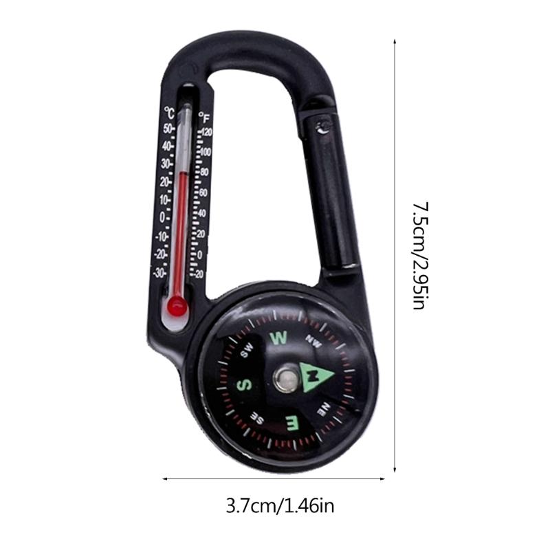 Portable Aluminum Alloy Carabiner with Compasses & Thermometer Camping Accessory