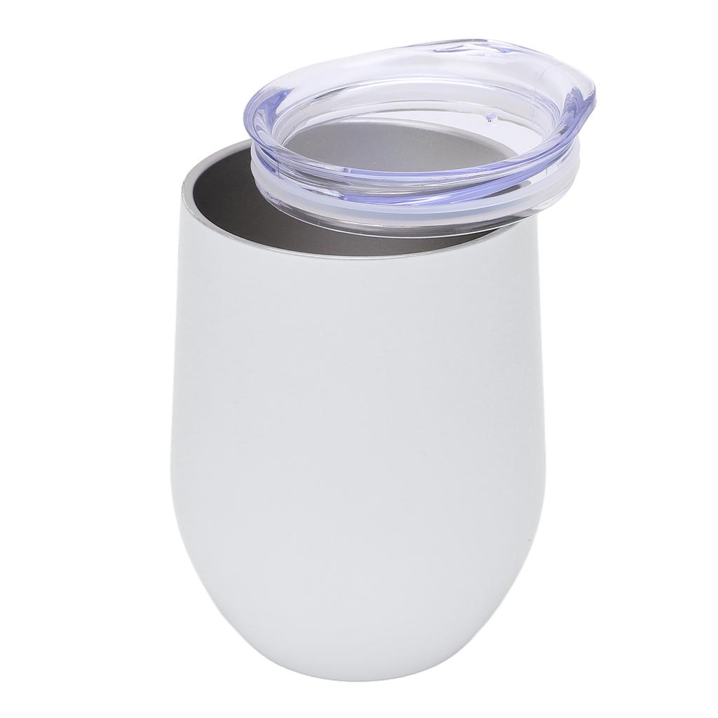 Stainless Steel Tumbler Vacuum Insulated Cups 12oz Capacity Double Wall U Shaped Eggshell for Drinks Wine WaterWhite
