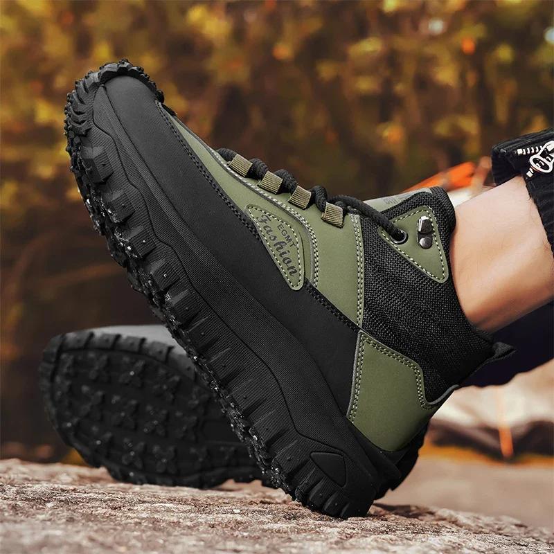 New Men's Casual Shoes Outdoor High-top Hiking Shoes for Mens Waterproof Wear-resistant Work Shoes Trendy Boots