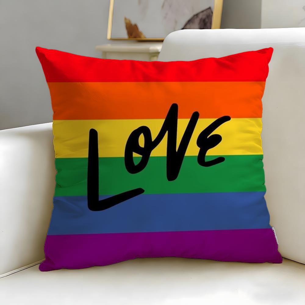 classic theme Homosexual Rainbow Flag Cushion Cover Soft  EasyWash Pillow Case  Versatile for Couch Bed Travel and Office