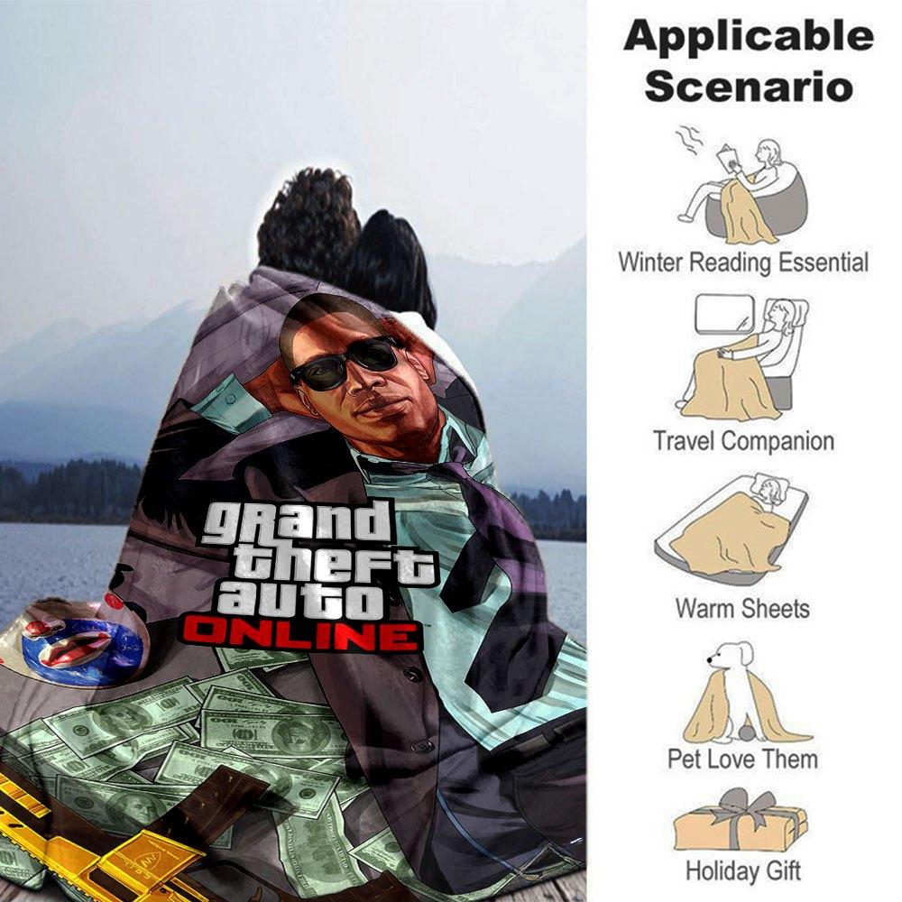 1pc Grand Theft Auto Soft Flannel Blanket with Designer Print A cozy blanket for all seasons, perfect for the couch, bed, office