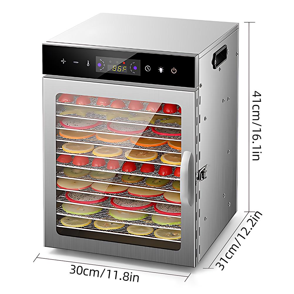 Dehydrators for Food and Jerky with 24H Timer and Light, 6 Drying Racks 800W 30-90℃ Vegetable Fruit Dehydrator with Touchscreen