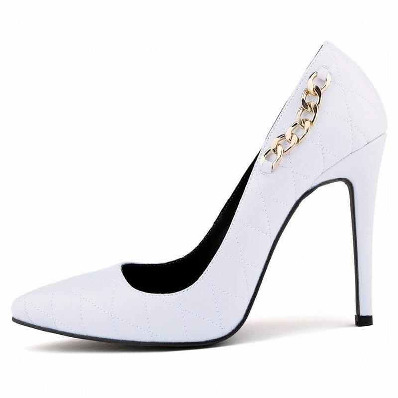 2024 NOVÉ Vysoké podpatky Sexy lodičky Ženy Velká velikost 11CM Bílá Černá Lakovaná kůže na jehlovém podpatku Kancelářské Svatební boty