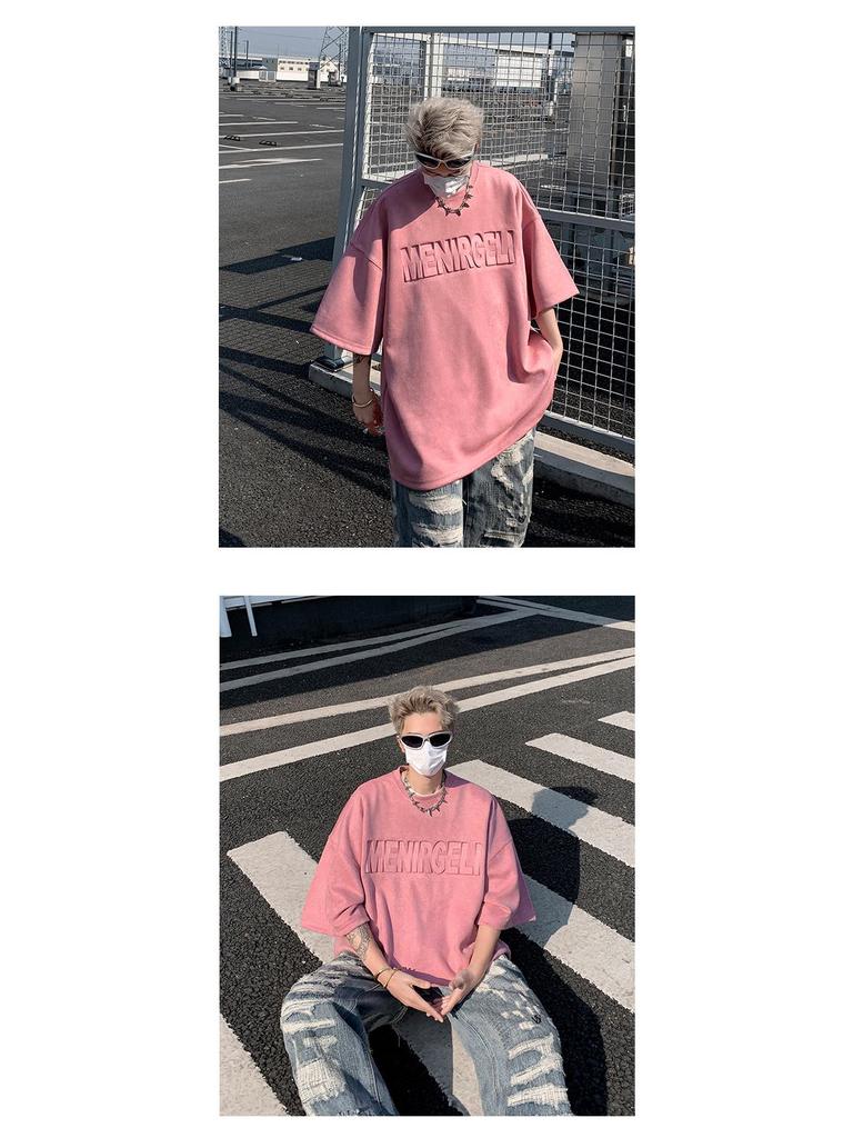 Men's Trendy Suede Velvet Short Sleeve T-Shirt, 2024 Summer Collection - Loose Fit, Plus Size Half Sleeve Top