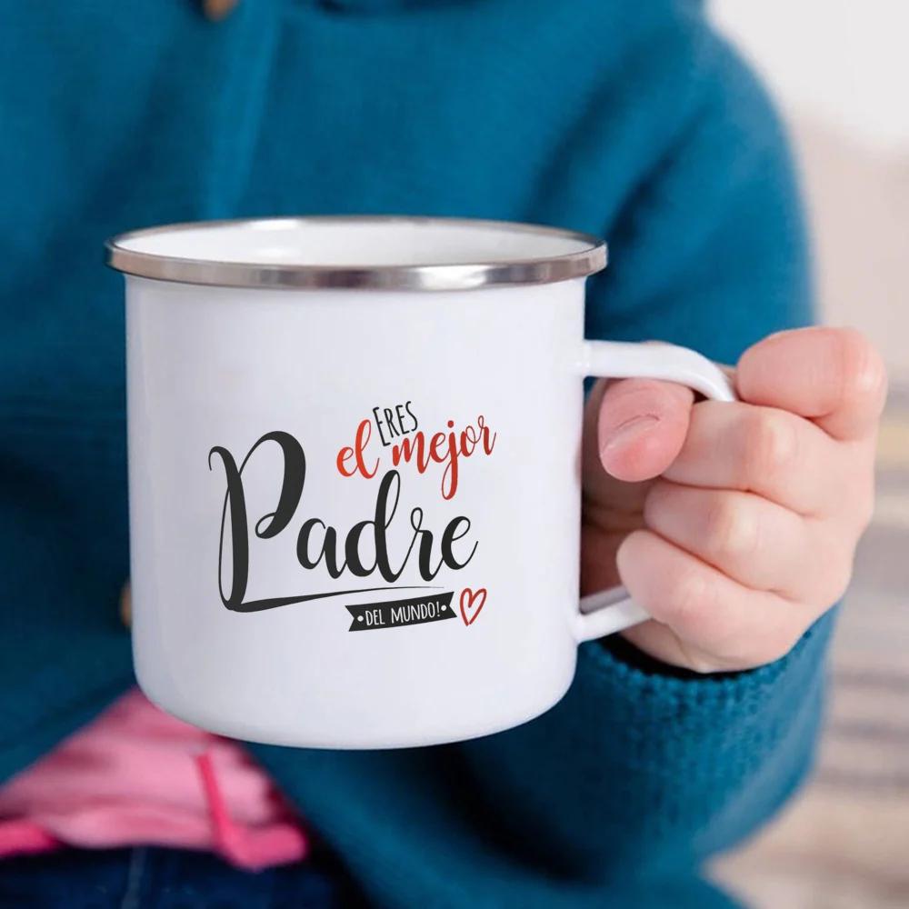 You're Lucky To Be My Dad Mug Original and Fun Father's Day Gifts White Handled Cup Coffee Tea Enamel Mug Drink Water
