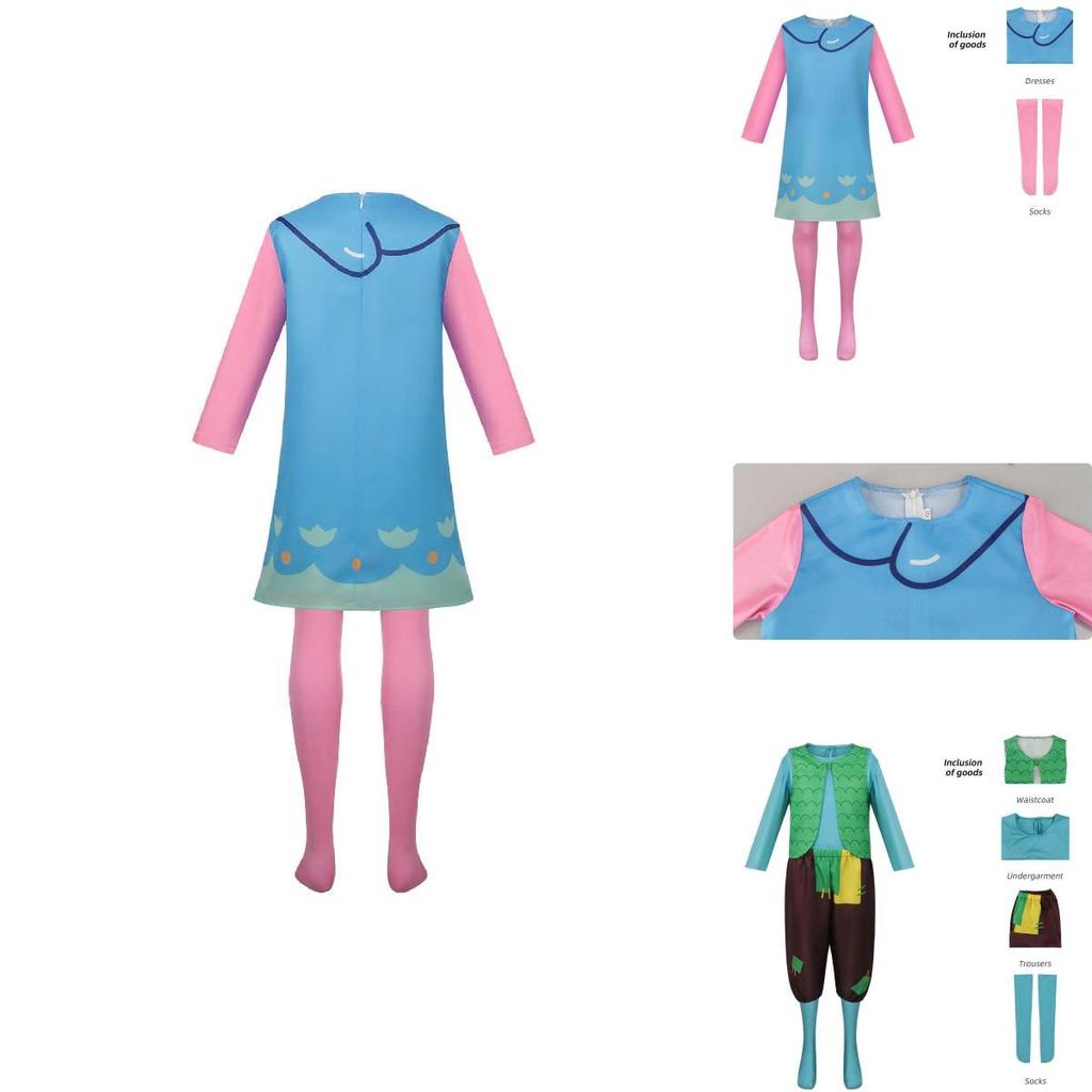 Cute Fantasy Trolls Cosplay Costume Poppy Dress Anime Halloween Stage Outfit