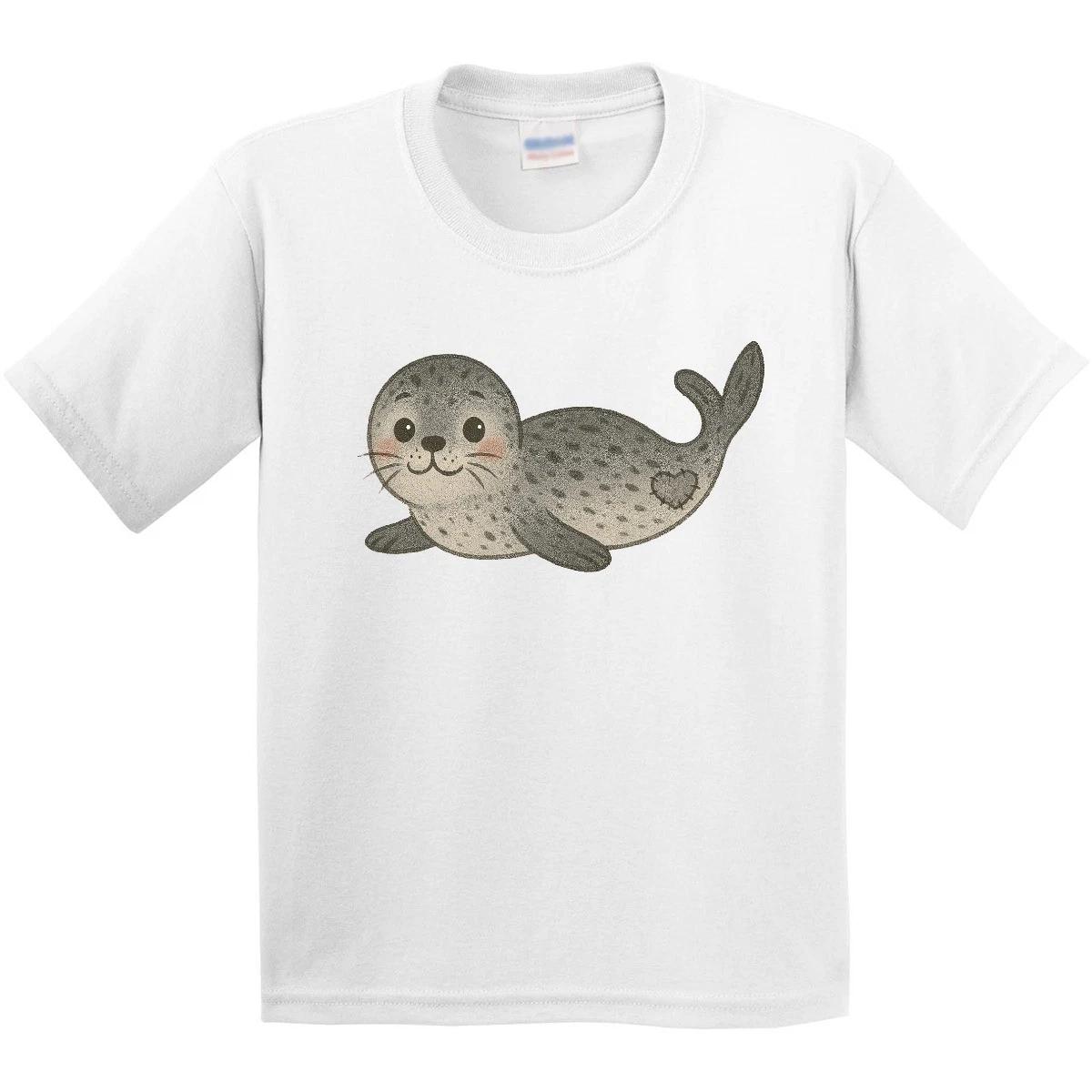 Inktastic Adorable Seal Illustration Cute Animal Art Youth T-Shirt Childrens Tee 140