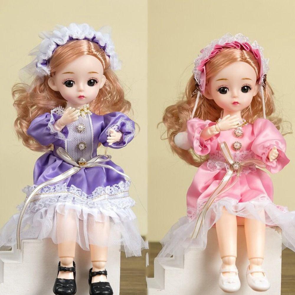 Attractive Eyes 30cm Bjd Doll with Clothes Long Hair Princess Makeup Ball Joint Doll  Toddler