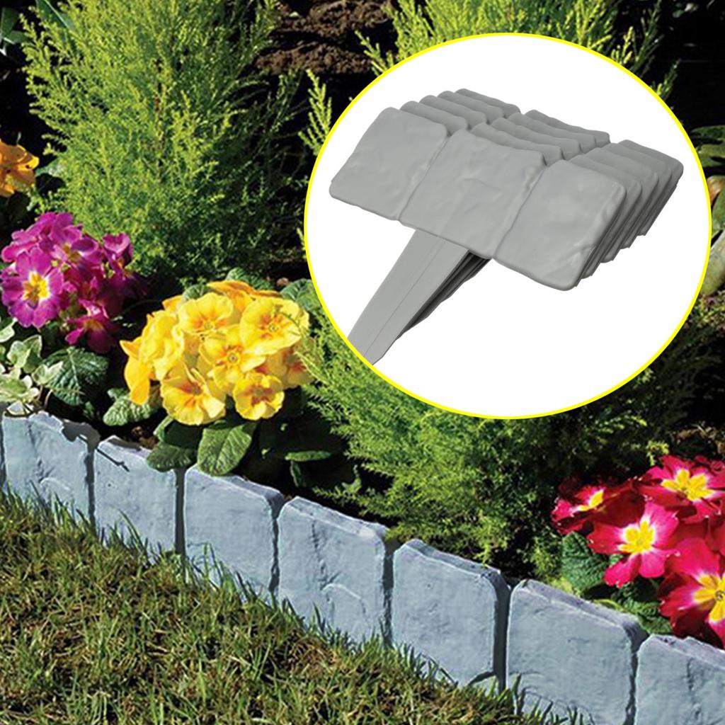 Bordura Per Giardino In Plastica PP – Recinzione Finto Pietra, Altezza 40 Cm, Antivento E Facile Da Installare