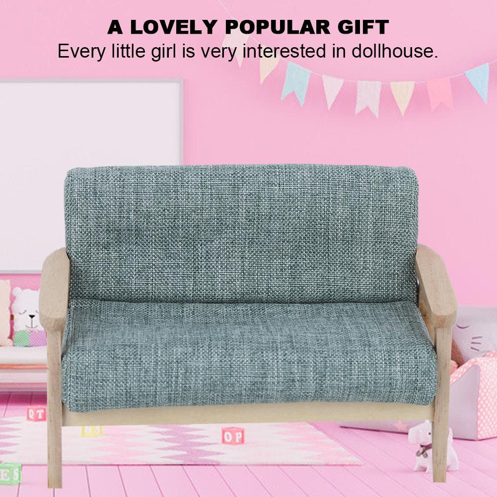 1:12    Ature   Toy Furniture Model Japanese Wooden Armchair Fabric Sofa