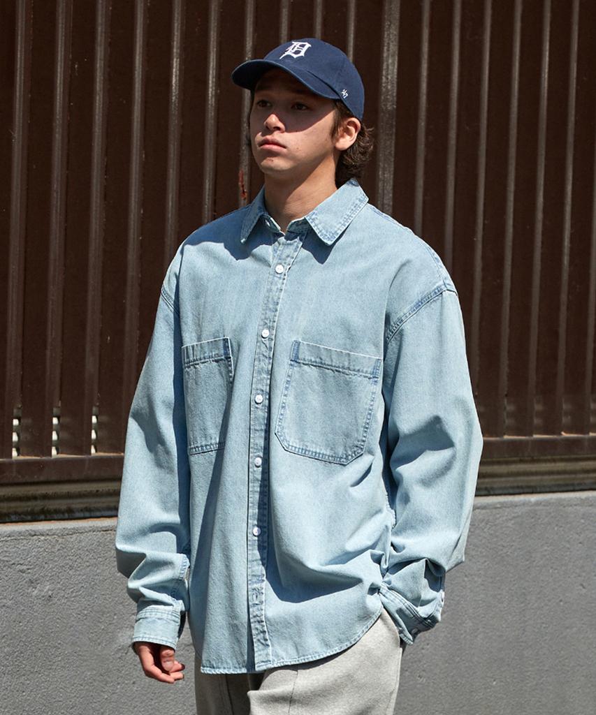 Minimal Project Oversized Washed Denim Shirt Mls219 / 2 Colors