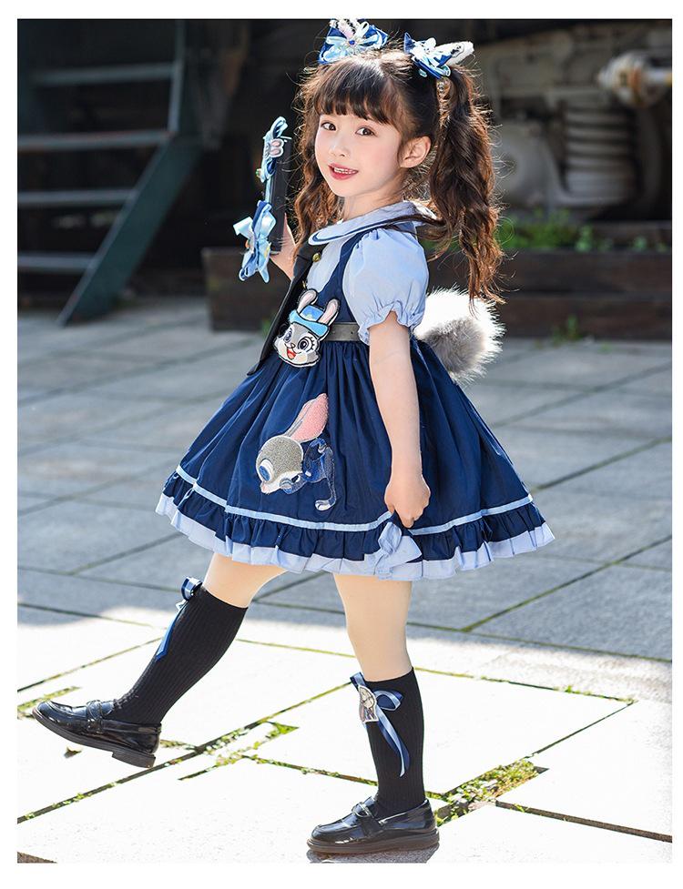 Summer Zootopia Judy Bunny Police Princess Lolita Dress for Little Girls