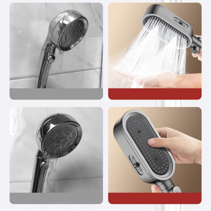 3 Mode Shower Head with Stop Button Flow Adjustable High Pressure Water Boost Shower Head Built In Filter Bathroom Accessories