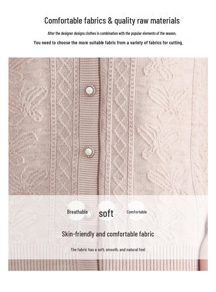 Chic Two-Piece Wool Sweater for Middle-Aged & Elderly Women, Versatile Autumn/Winter Top, Stylish Base Layer Mother's Wear.