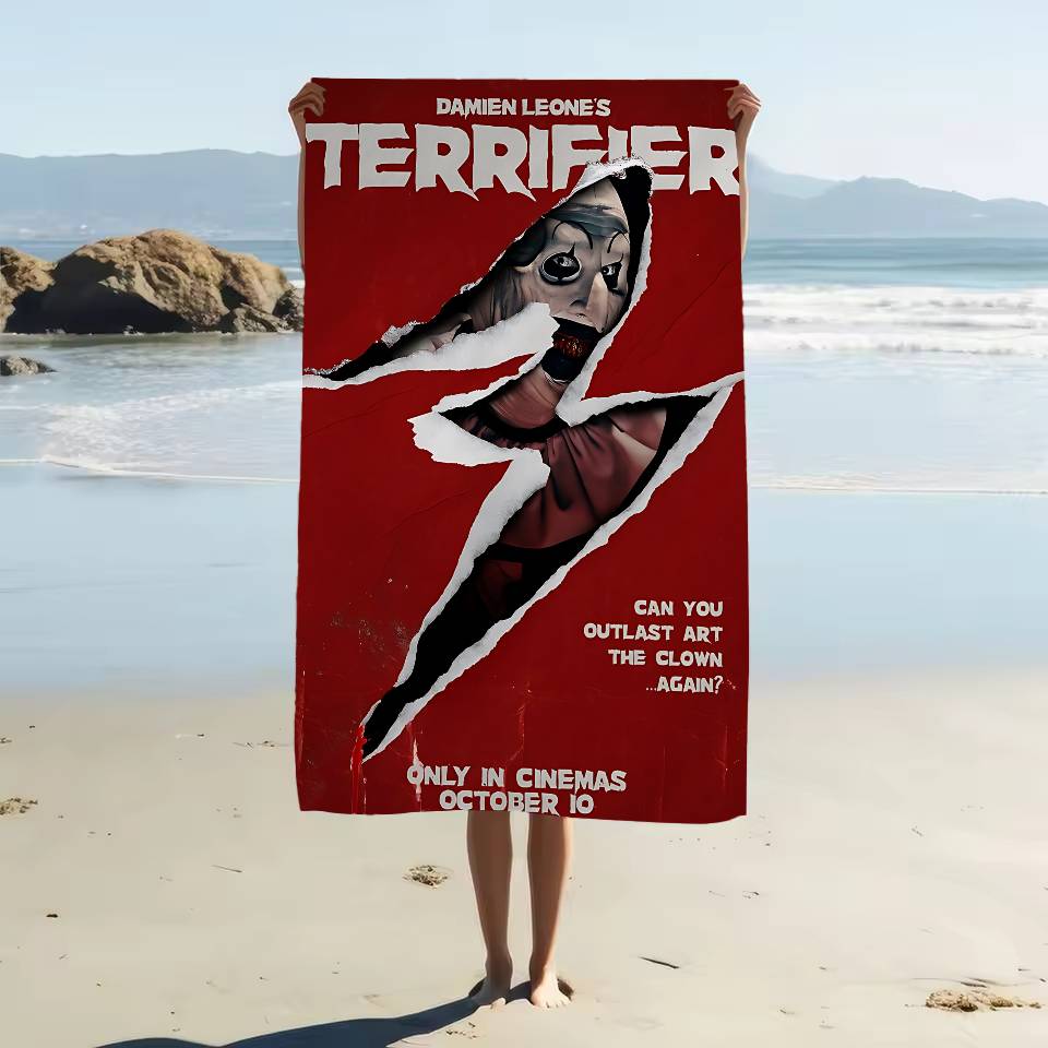 Terrifier 2 Horror Movie Microfiber Beach Towel Absorbent Quick Dry Soft Yoga Swimming Resort Mountain Climbing Towel
