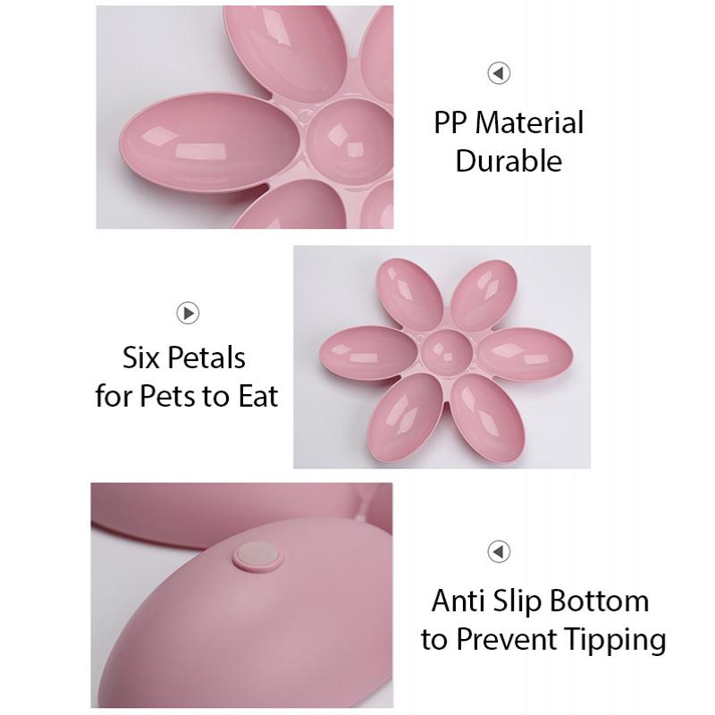Kreativní miska na krmení pro kočky Šest mřížkovaných okvětních lístků plastové misky pro štěňata Jídelní talíř pro kočky Multifunkční krmítko pro psy