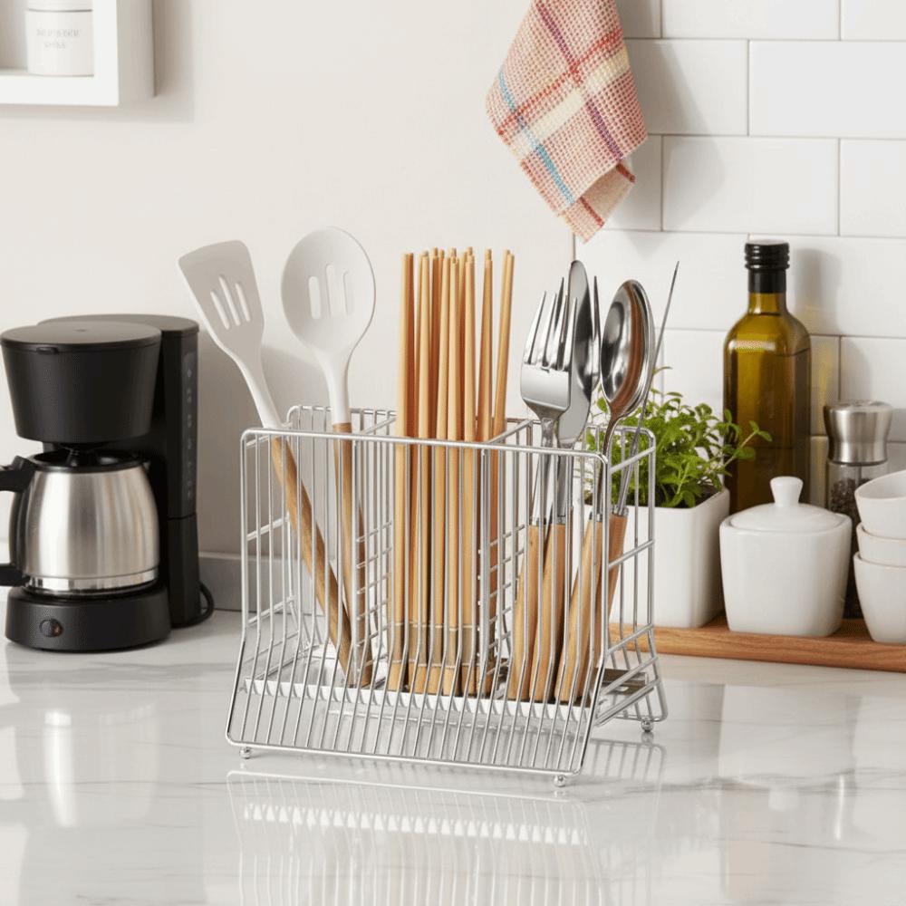 Moisture-proof Chopstick Storage Box Space Saving Spoon Forks Storage Rack  for Home
