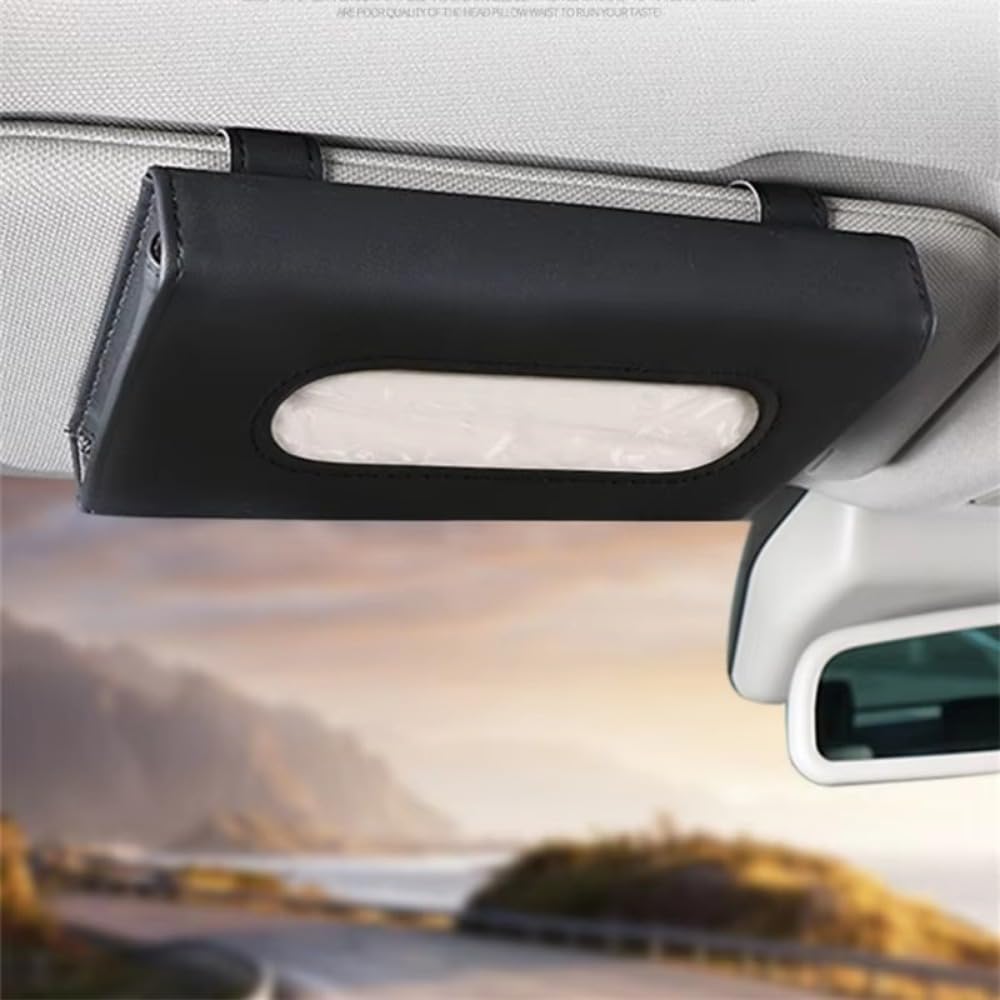 Car Tissue Car Tissue Sunshade Attaches To Made of PU Hanging Car Interior Storage Decoration Box, Case, Mountable, Headrest/Armrest/Dashboard,
