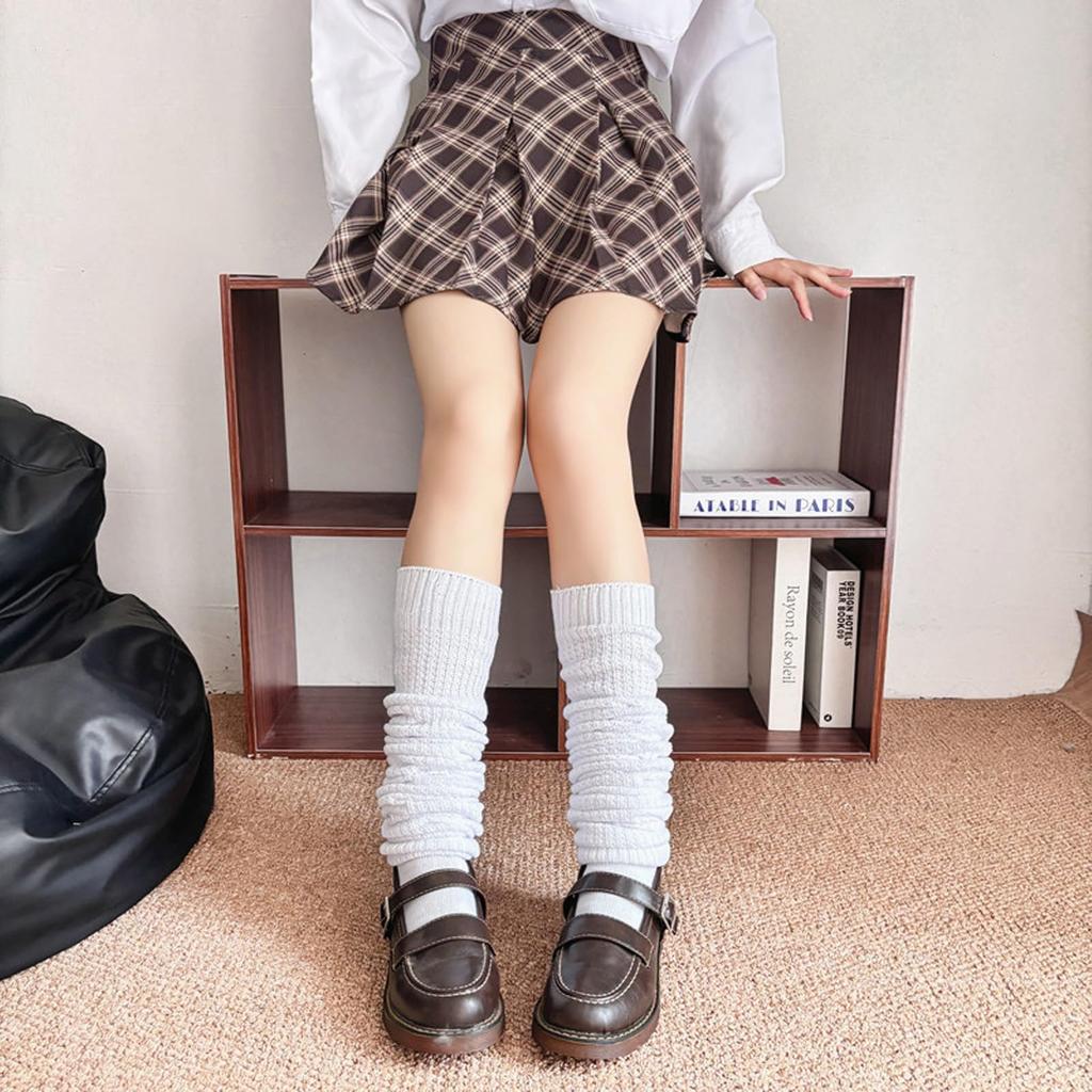 Alaiyaky Super Loose High Socks for School Junior and High School Cold Indoor JK Solid Commuting Socks, White, 40cm-120cm, Uniforms, Girls, Cute,