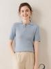 Women's Polo Collar Cashmere Sweater - Slim Fit, Short, Five-Sleeve, Gentle Style for Spring & Autumn.