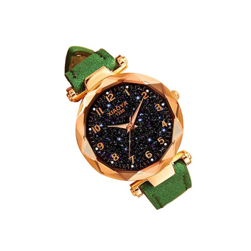 Women Luxury Watch Personality Romantic Luminous Starry Sky Wristwatch Leather Rhinestone Watch