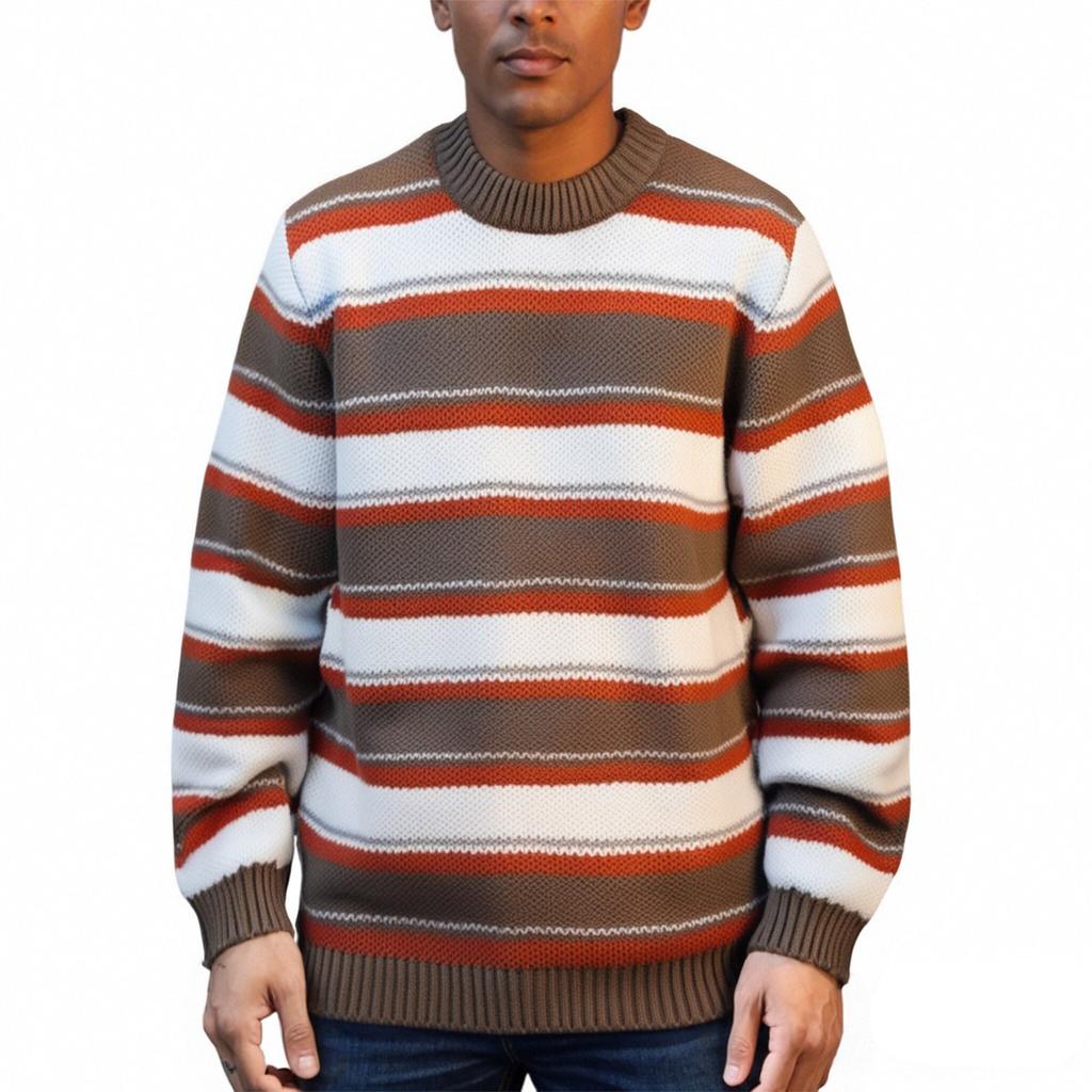 Men's  Fashion  Knitting  Pullover  Long Sleeves  Loose  Round Neck  Sweater