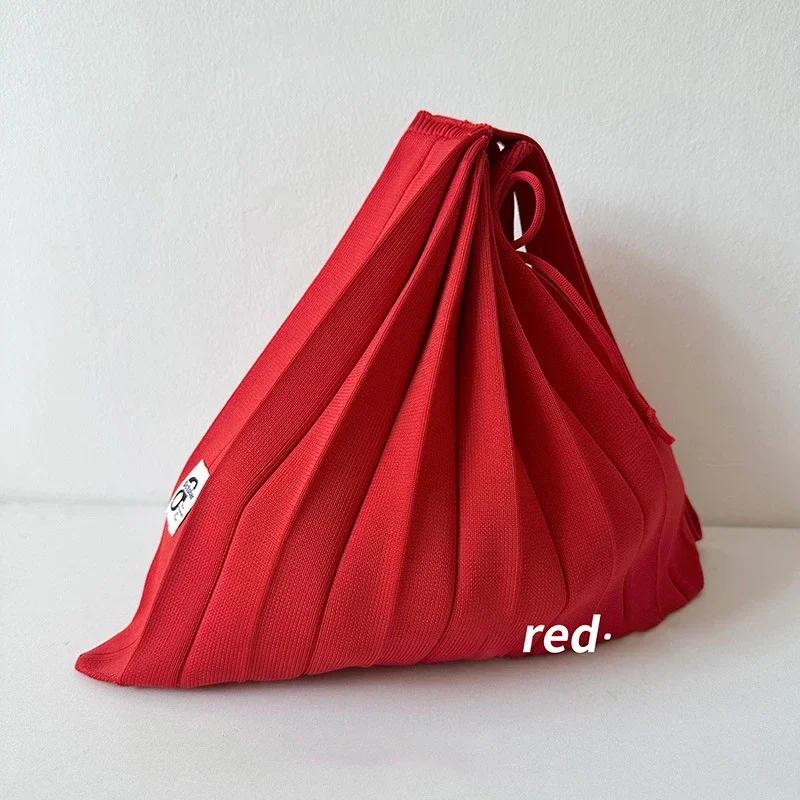 Grote Capaciteit Gebreide Tas voor Vrouwen Geplooide Tas Designer Haaktas Eco Tas Shopper Schoudertas Dames Tote Bag brown